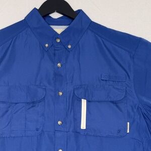 Tallwoods Mens Large Blue Vented Fishing‎ Shirt  Button Down Short Sleeve